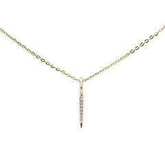 DIAMOND CLOSEOUT! .01ct 14kt Yellow Gold Trendy Diamond Vertical Drop Pendant Necklace 16"+2"