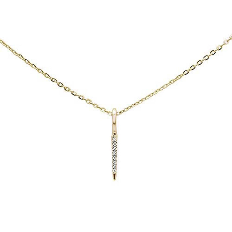 DIAMOND CLOSEOUT! .01ct 14kt Yellow Gold Trendy Diamond Vertical Drop Pendant Necklace 16"+2"