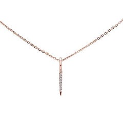 DIAMOND CLOSEOUT! .02ct 14kt Rose Gold Trendy Diamond Vertical Drop Pendant Necklace 16"+2"