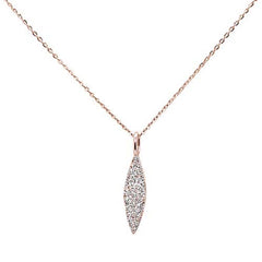 DIAMOND CLOSEOUT! .11ct 14kt Rose Gold Trendy Diamond Drop Dangle Pendant Necklace 16"+2" Ext