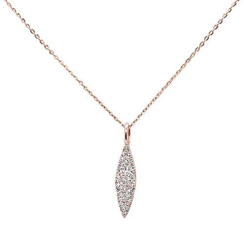DIAMOND CLOSEOUT! .11ct 14kt Rose Gold Trendy Diamond Drop Dangle Pendant Necklace 16"+2" Ext