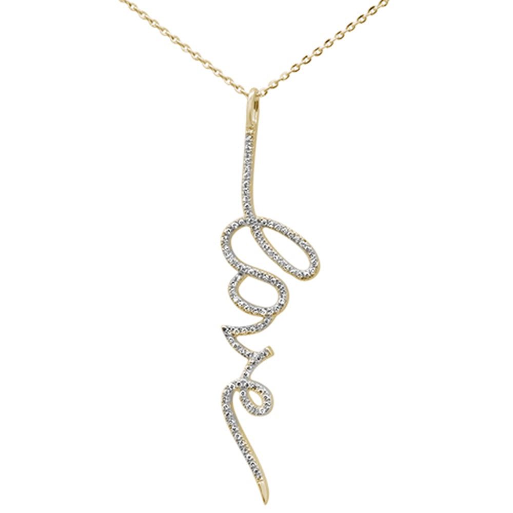 DIAMOND CLOSEOUT!  .2ct 14kt Yellow Gold Diamond Heart "LOVE" Script Pendant Necklace 16"+2" Ext