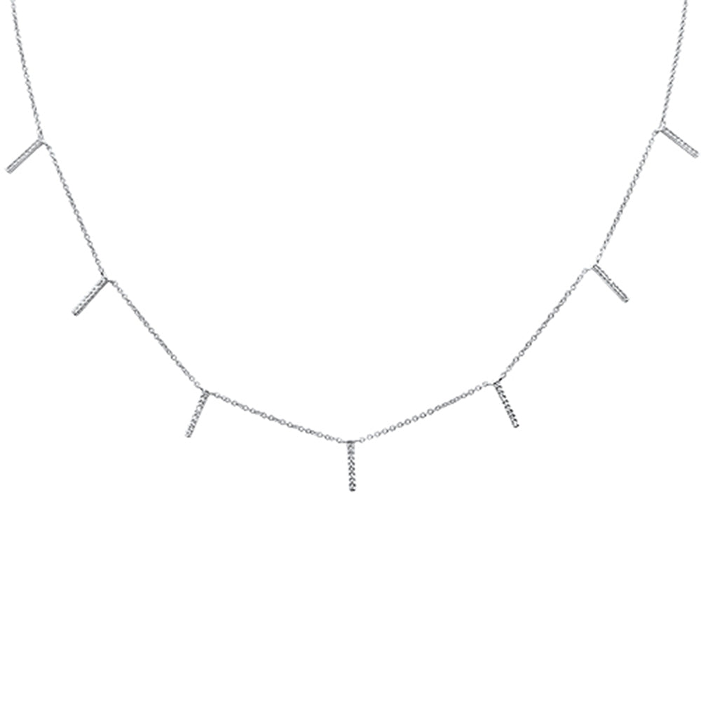 DIAMOND CLOSEOUT! .13ct 14kt White Gold Trendy Diamond Charm Pendant Necklace 16"+2" Ext