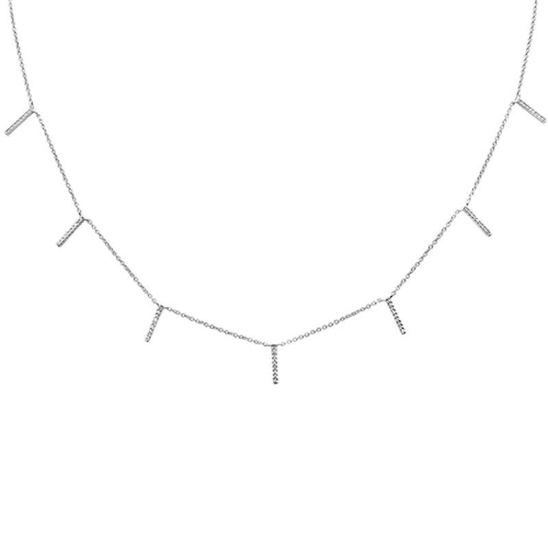 DIAMOND CLOSEOUT! .13ct 14kt White Gold Trendy Diamond Charm Pendant Necklace 16"+2" Ext