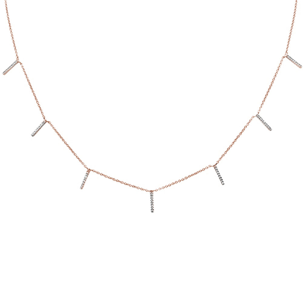 DIAMOND CLOSEOUT! .13ct 14kt Rose Gold Trendy Diamond Charm Pendant Necklace 16"+2" Ext