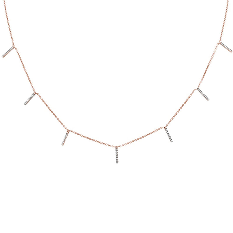DIAMOND CLOSEOUT! .13ct 14kt Rose Gold Trendy Diamond Charm Pendant Necklace 16"+2" Ext
