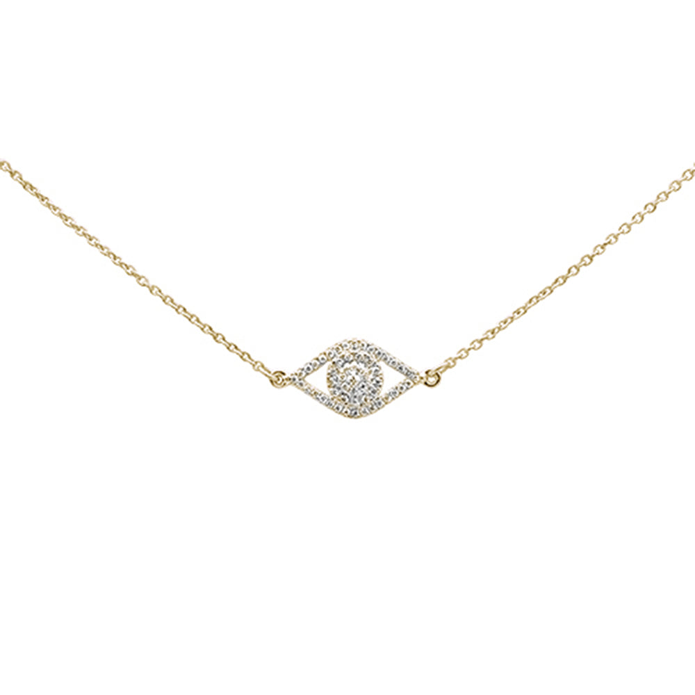 DIAMOND CLOSEOUT! .11ct 14kt Yellow Gold Diamond Evil Eye Hamsa Pendant Necklace 16"+2" Ext