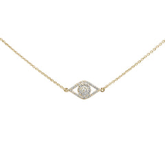 DIAMOND CLOSEOUT! .11ct 14kt Yellow Gold Diamond Evil Eye Hamsa Pendant Necklace 16"+2" Ext