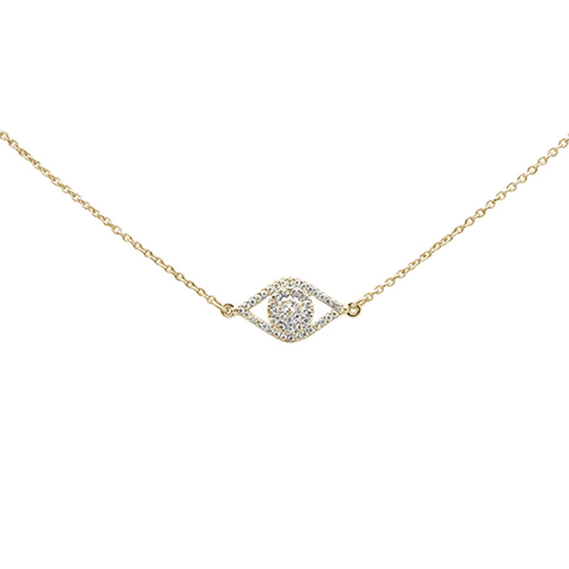 DIAMOND CLOSEOUT! .11ct 14kt Yellow Gold Diamond Evil Eye Hamsa Pendant Necklace 16"+2" Ext