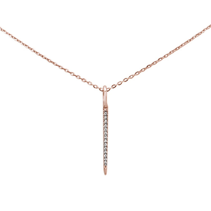 DIAMOND CLOSEOUT! .04ct 14kt Rose Gold Diamond Drop Dangle Pendant Necklace 16"+2" Ext