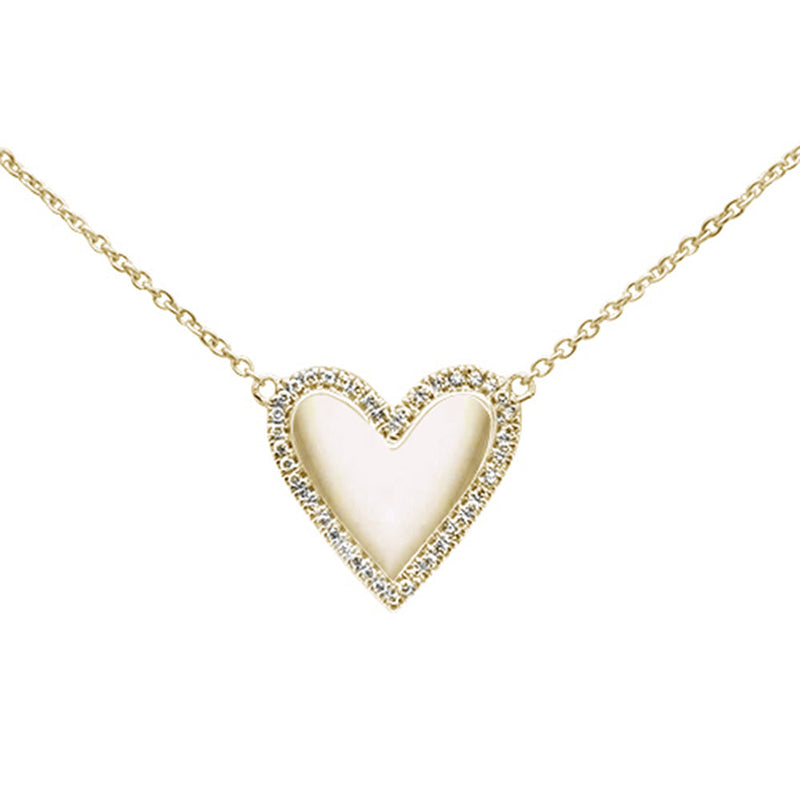DIAMOND CLOSEOUT!  .07ct 14kt Yellow Gold Diamond Heart Pendant Necklace 16"+2" Ext