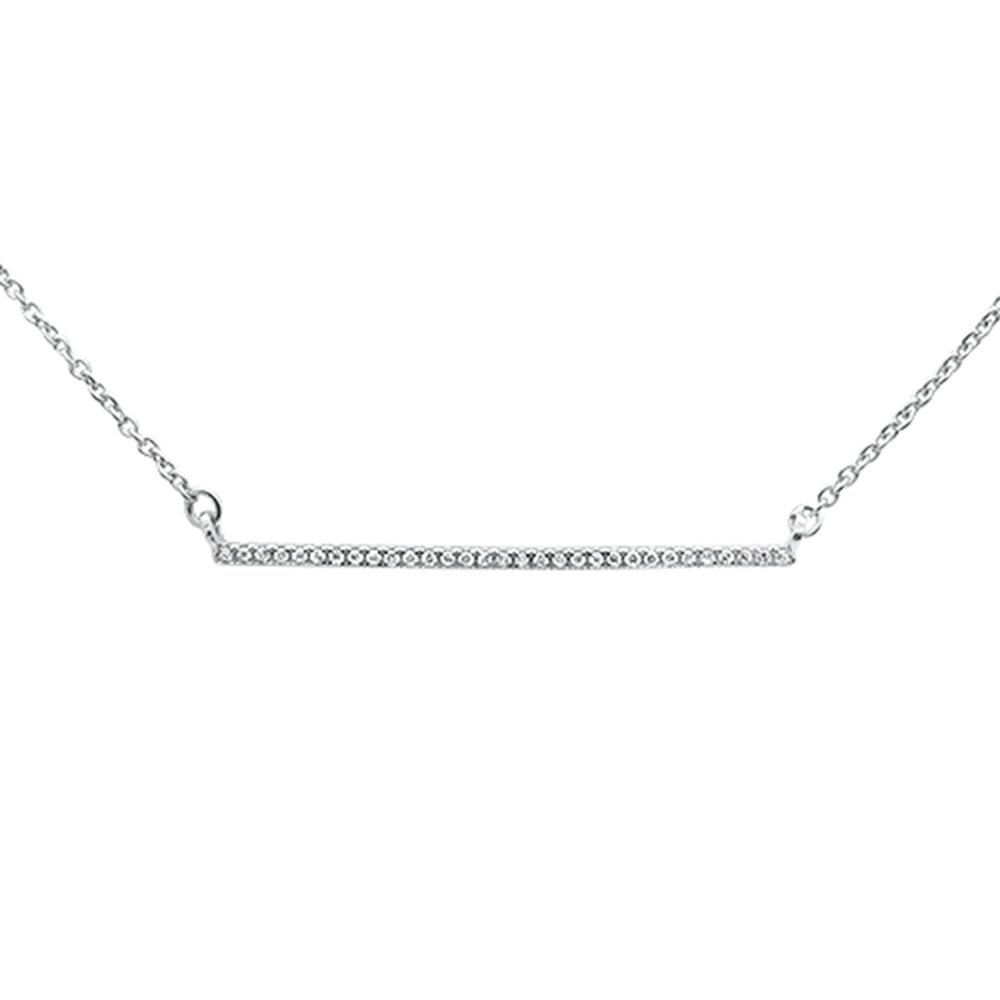DIAMOND CLOSEOUT! .06ct 14kt White Gold Trendy Diamond Bar Pendant Necklace 16"+2" Ext