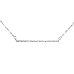 DIAMOND CLOSEOUT! .06ct 14kt White Gold Trendy Diamond Bar Pendant Necklace 16"+2" Ext