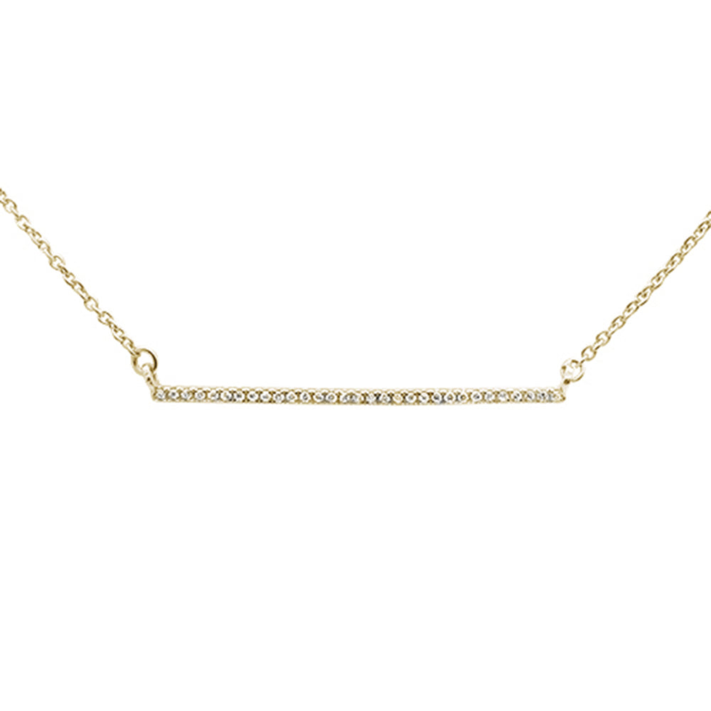 DIAMOND CLOSEOUT!  .06ct 14kt Yellow Gold Trendy Diamond Bar Pendant Necklace 16"+2" Ext