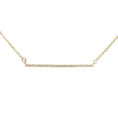 DIAMOND CLOSEOUT!  .06ct 14kt Yellow Gold Trendy Diamond Bar Pendant Necklace 16"+2" Ext