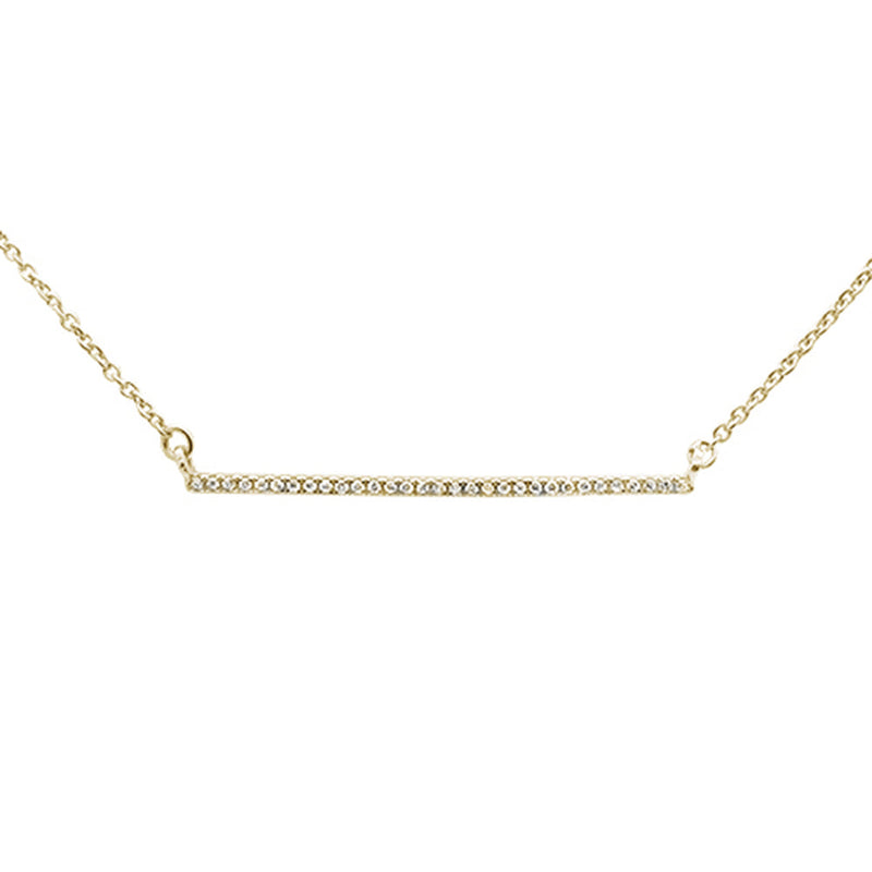 DIAMOND CLOSEOUT!  .06ct 14kt Yellow Gold Trendy Diamond Bar Pendant Necklace 16"+2" Ext
