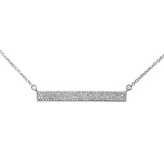 DIAMOND CLOSEOUT!  .28ct 14kt White Gold Diamond MicroPave Trendy Bar Pendant Necklace 16"+2"