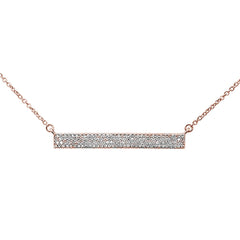 DIAMOND CLOSEOUT! .28ct 14kt Rose Gold Diamond MicroPave Trendy Bar Pendant Necklace 16"+2"