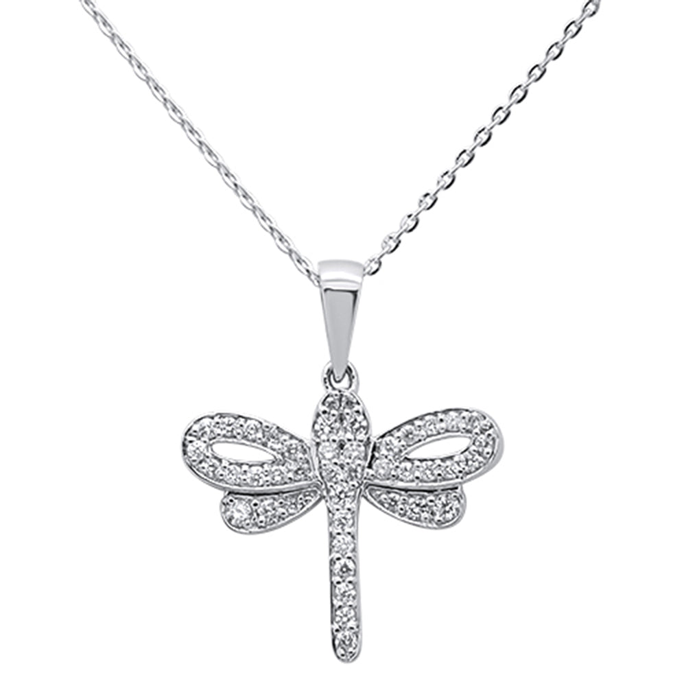 SPECIAL!.33ct 14kt White Gold Dragonfly Diamond Pendant Necklace 16"+2" Ext