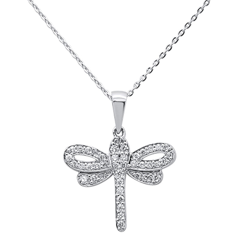 SPECIAL!.33ct 14kt White Gold Dragonfly Diamond Pendant Necklace 16"+2" Ext