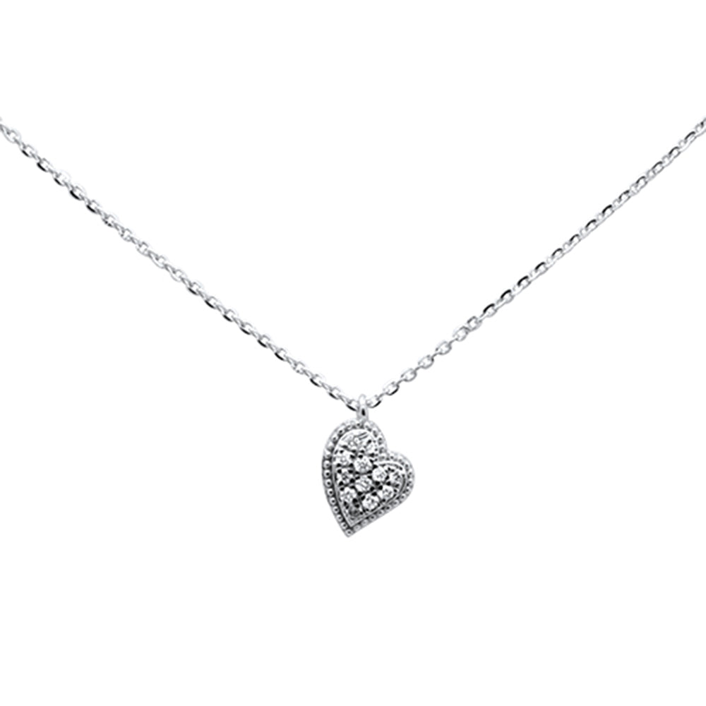 SPECIAL!.07ct 14kt White Gold Diamond Heart Pendant Necklace 16"+ 2" Ext