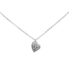SPECIAL!.07ct 14kt White Gold Diamond Heart Pendant Necklace 16"+ 2" Ext