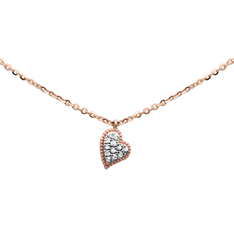 SPECIAL!.07ct G SI 14K Rose Gold Diamond Heart Pendant Necklace 16+2" Ext