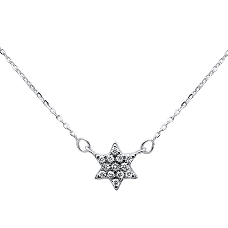 DIAMOND CLOSEOUT! .10ct 14kt White Gold Star Diamond Pendant Necklace 16"+ 2" Ext