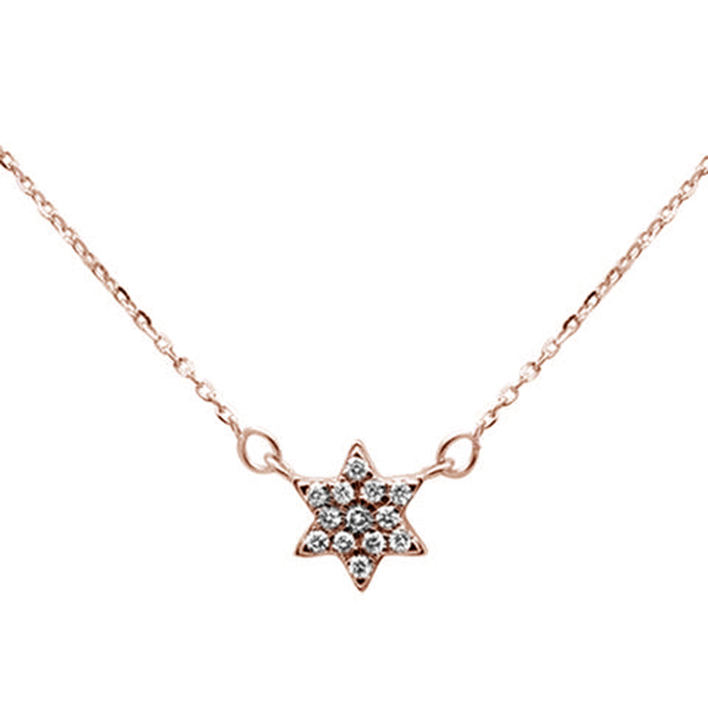 DIAMOND CLOSEOUT! .09ct 14K Rose Gold Star Celestial Pendant Necklace