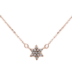 DIAMOND CLOSEOUT! .09ct 14K Rose Gold Star Celestial Pendant Necklace