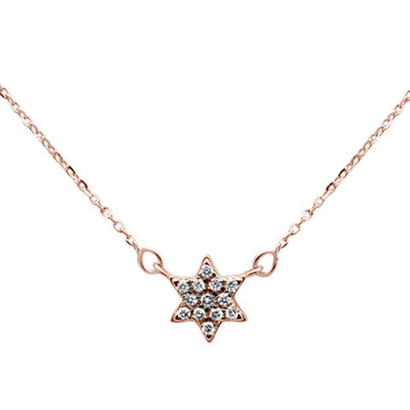 DIAMOND CLOSEOUT! .09ct 14K Rose Gold Star Celestial Pendant Necklace