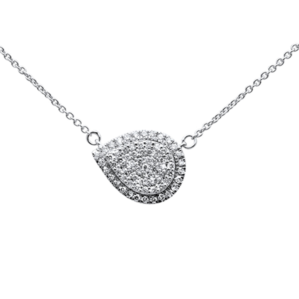 SPECIAL! .25ct 14k White Gold Diamond Pear Shaped Pendant Necklace 18"