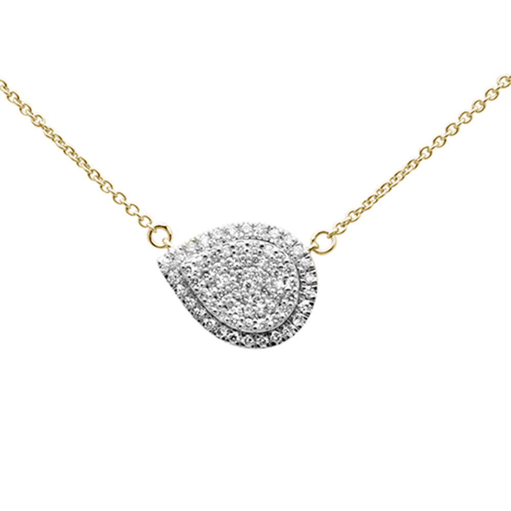 DIAMOND CLOSEOUT!  .27ct G SI 14K Yellow Gold Diamond Pear Teardrop Pendant Necklace 18" Long