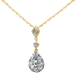 SPECIAL! .40ct 14k Yellow Gold Diamond Pear Shaped Drop Pendant Necklace 18"