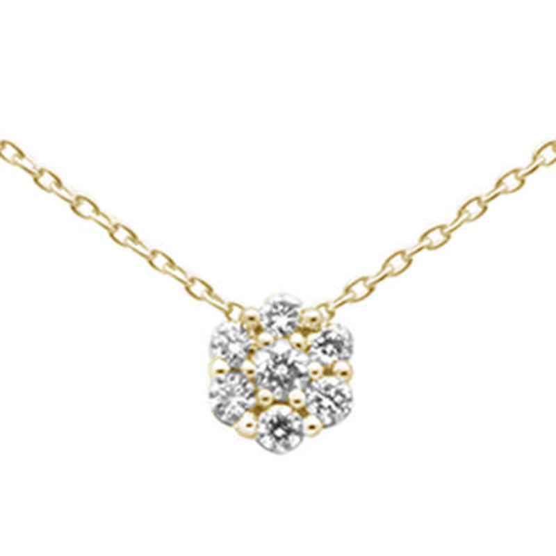 DIAMOND CLOSEOUT! .15ct 14K Yellow Gold Diamond Cluster Pendant Necklace 18"