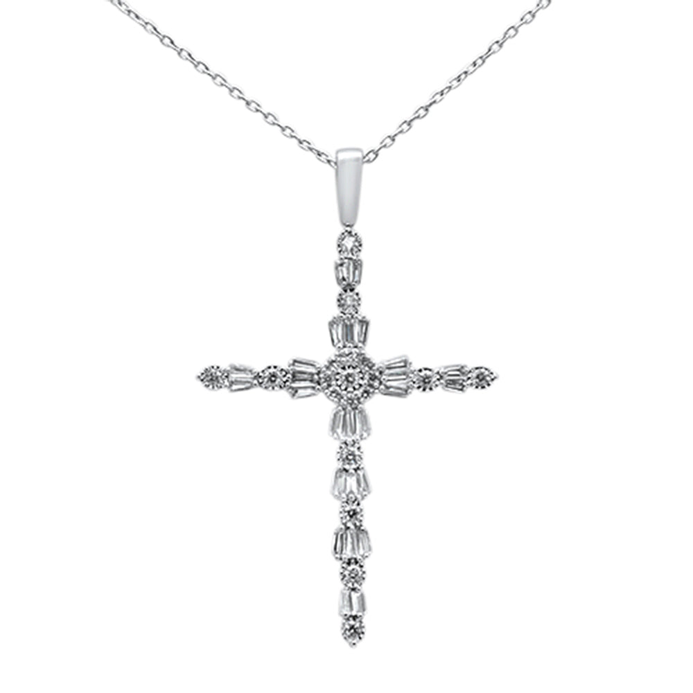 SPECIAL!.33ct 14k White Gold Unique Diamond Cross Pendant Necklace 18"