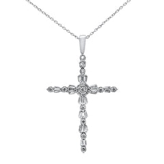 SPECIAL!.33ct 14k White Gold Unique Diamond Cross Pendant Necklace 18"