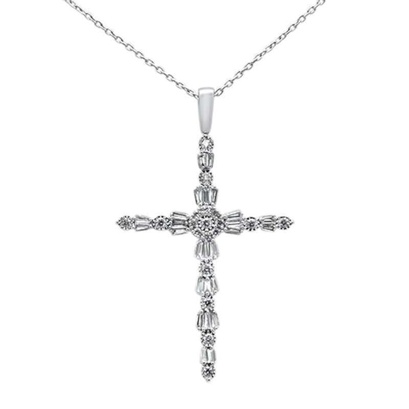 SPECIAL!.33ct 14k White Gold Unique Diamond Cross Pendant Necklace 18"
