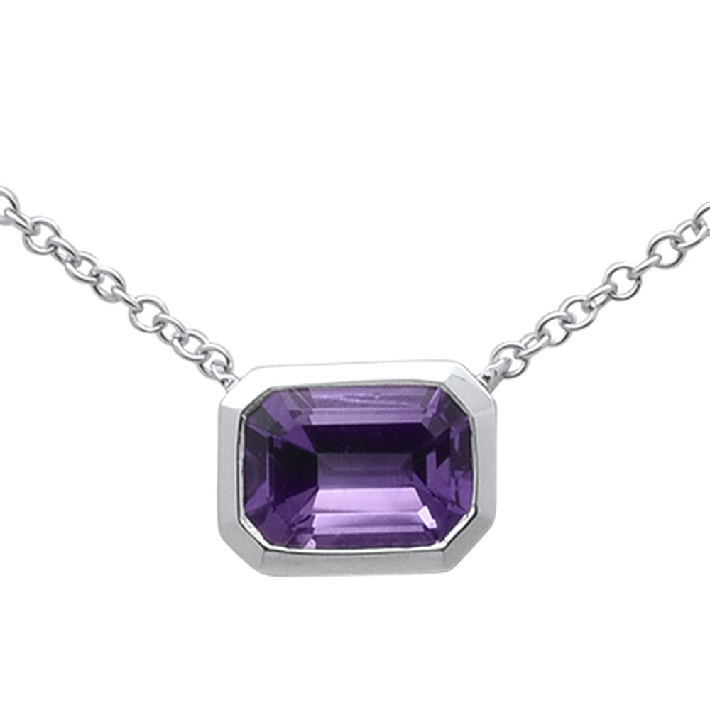 GEMSTONE CLOSEOUT ! 1.20ct 14k White Gold Natural Purple Amethyst Pendant Necklace 18"