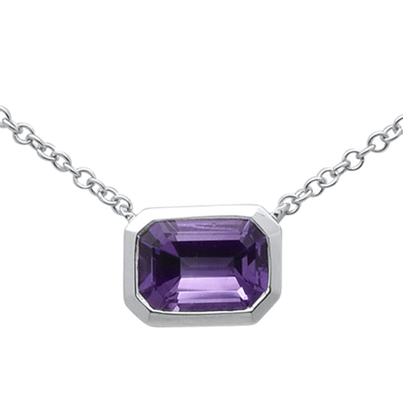 GEMSTONE CLOSEOUT ! 1.20ct 14k White Gold Natural Purple Amethyst Pendant Necklace 18"