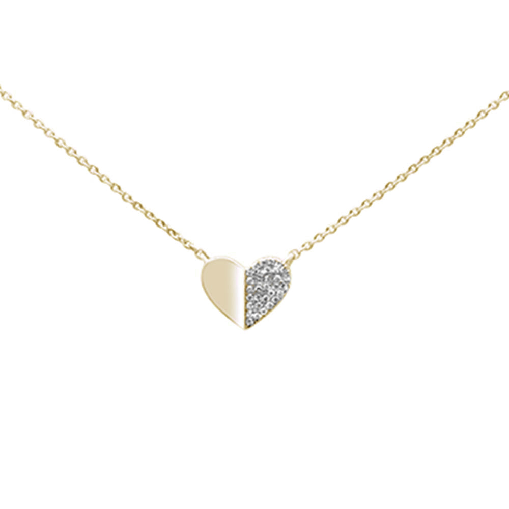 DIAMOND CLOSEOUT! .05CT G SI 14K Yellow Gold Diamond Pave Trendy Heart Pendant Necklace 16" + 2"
