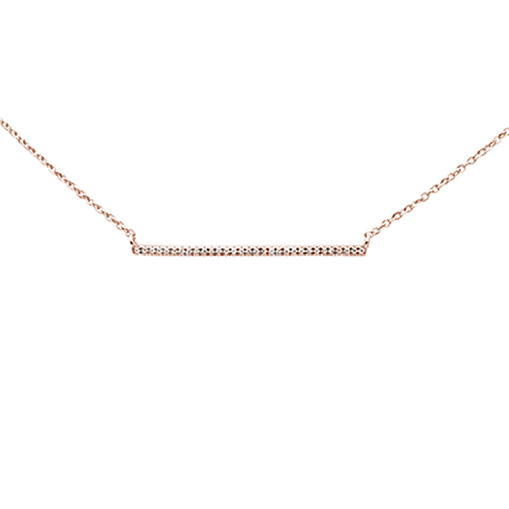 DIAMOND CLOSEOUT! .07ct 14K Rose Gold Diamond Line Bar Necklace 16" + 2" Ext