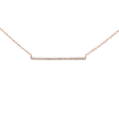 DIAMOND CLOSEOUT! .07ct 14K Rose Gold Diamond Line Bar Necklace 16" + 2" Ext