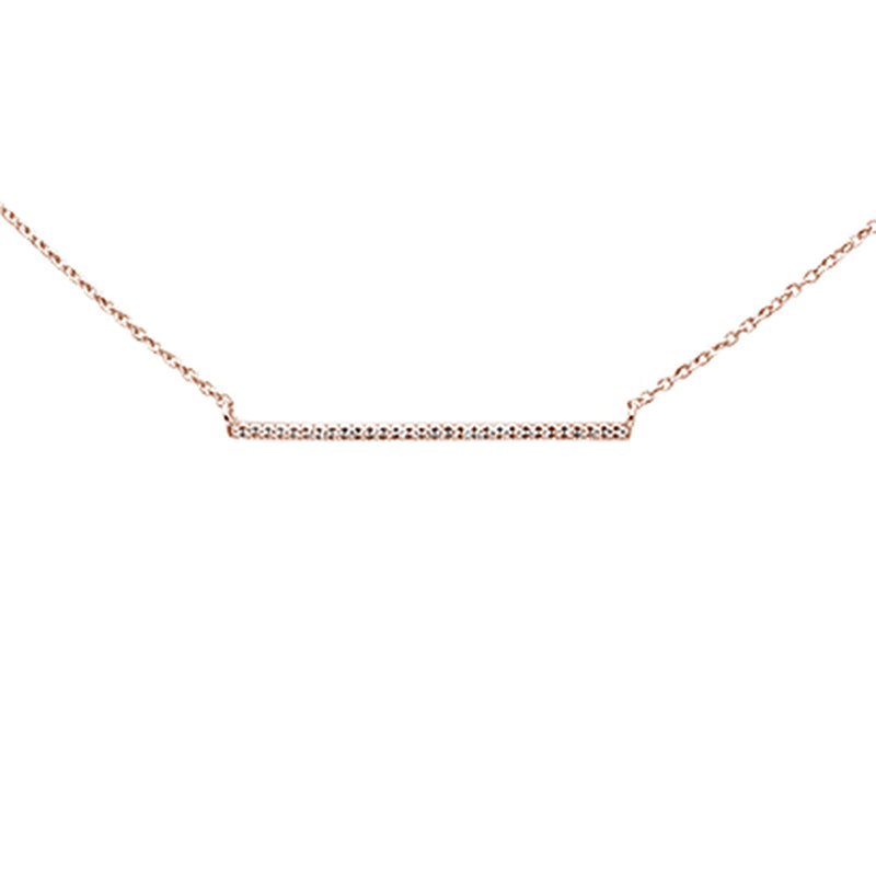 DIAMOND CLOSEOUT! .07ct 14K Rose Gold Diamond Line Bar Necklace 16" + 2" Ext