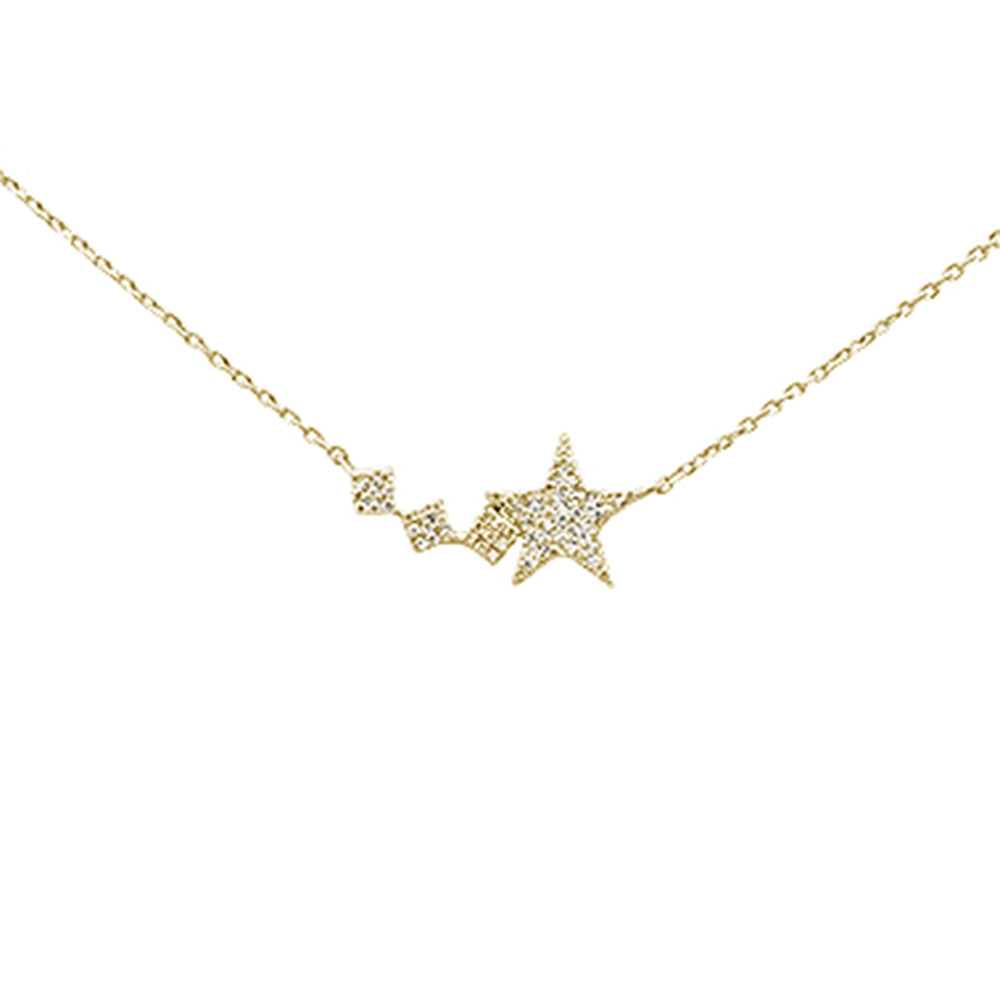 DIAMOND CLOSEOUT!  .12ct 14K Yellow Gold Diamond Star Pendant Necklace 16" + 2" Ext