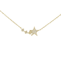 DIAMOND CLOSEOUT!  .12ct 14K Yellow Gold Diamond Star Pendant Necklace 16" + 2" Ext