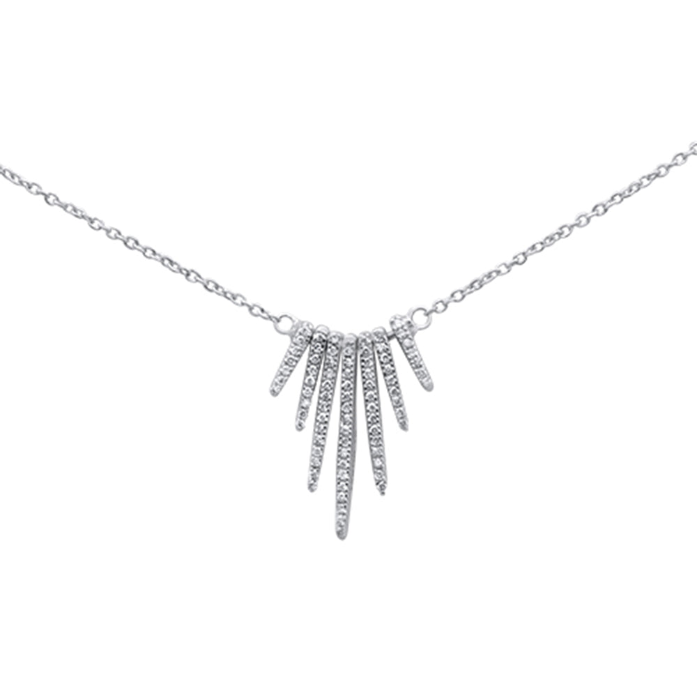 DIAMOND CLOSEOUT!  .16ct 14K White Gold Trendy Modern Diamond Necklace 16" + 1" Ext