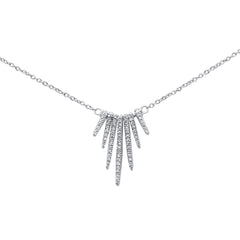 DIAMOND CLOSEOUT!  .16ct 14K White Gold Trendy Modern Diamond Necklace 16" + 1" Ext