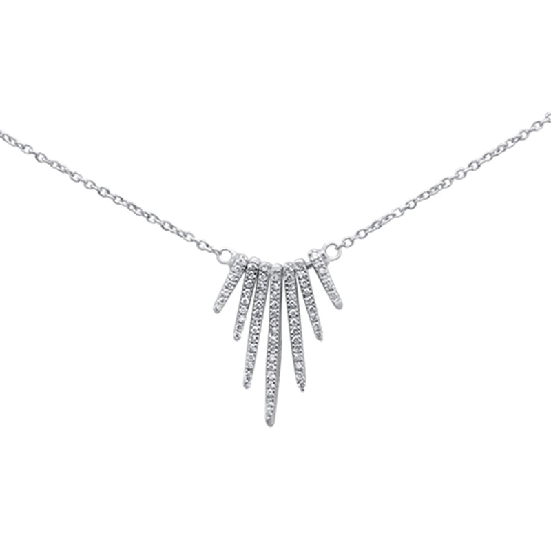 DIAMOND CLOSEOUT!  .16ct 14K White Gold Trendy Modern Diamond Necklace 16" + 1" Ext