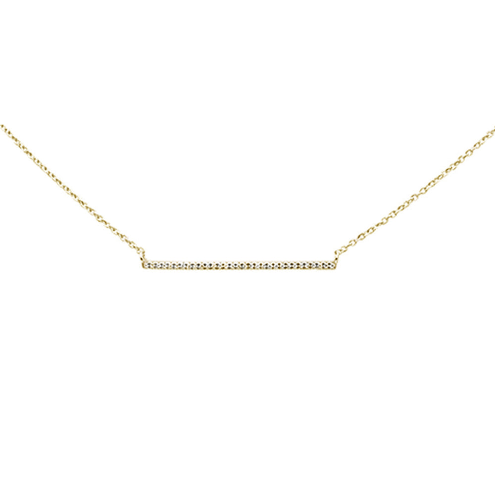 DIAMOND CLOSEOUT! .06ct 14k Yellow Gold Diamond Bar Line Pendant Necklace 16" + 1" Ext